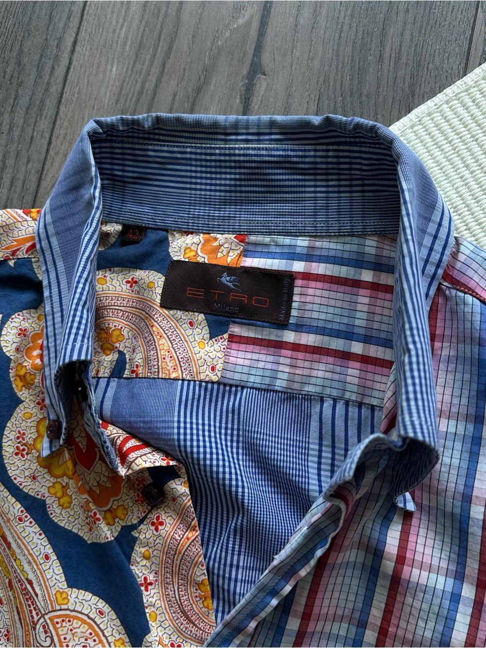 Etro Multicolor Patchwork Paisley Plaid Button-Up Shirt View 5